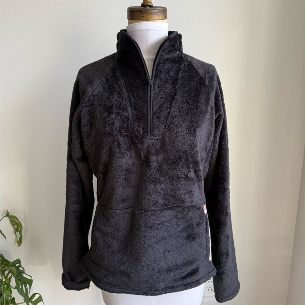 THE NORTH FACE BLACK FUZZY HALF ZIP PULLOVER SWEATSHIRT JACKET MEDIUM